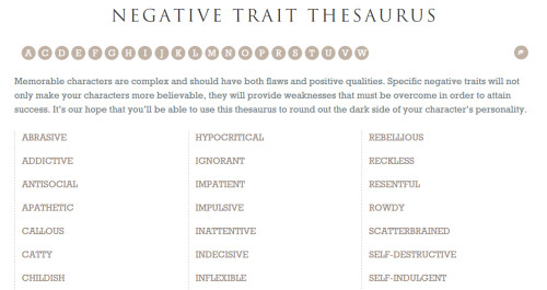 One Stop - Negative traits thesaurus